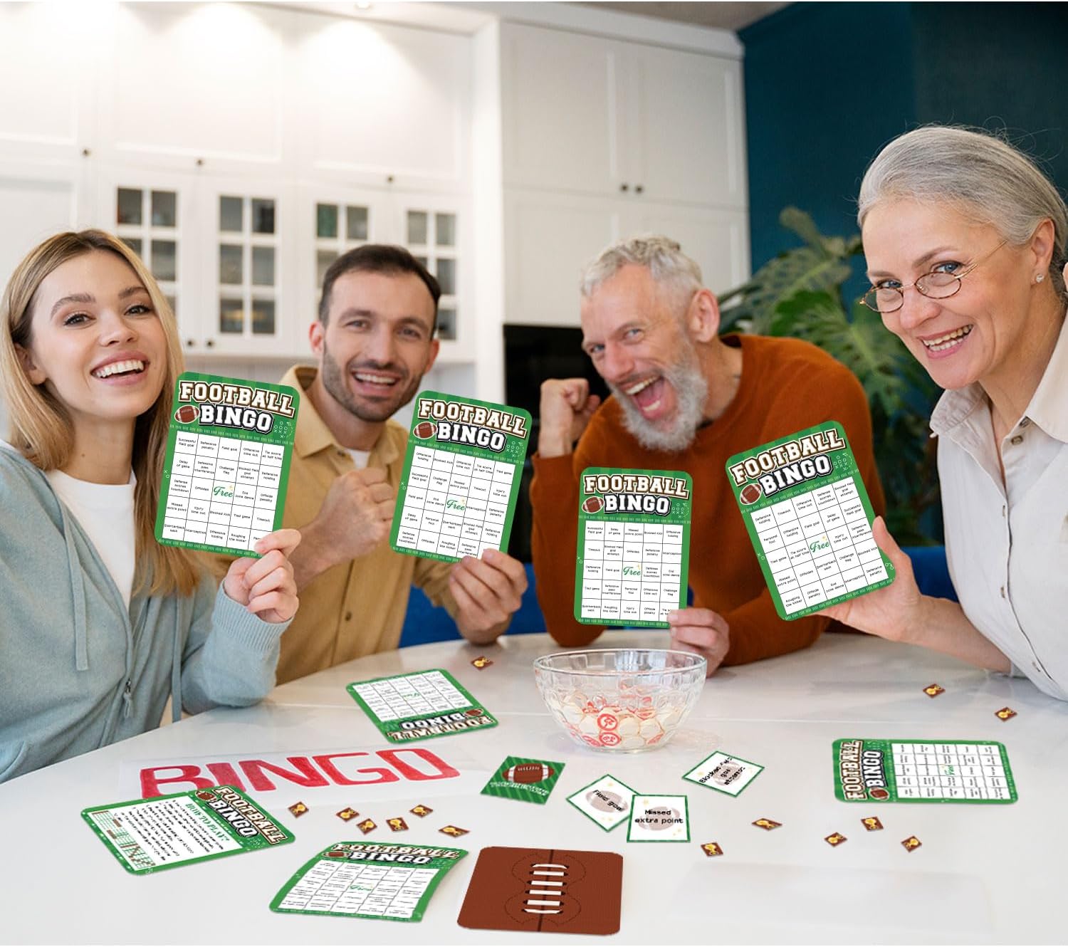 Partico Football Bingo Game, 28 Sheet Football Bingo Card for Adults Families Large Group, 20 Players Sport Theme Bingo Cards for Adults Family Party Supplies - Image 5