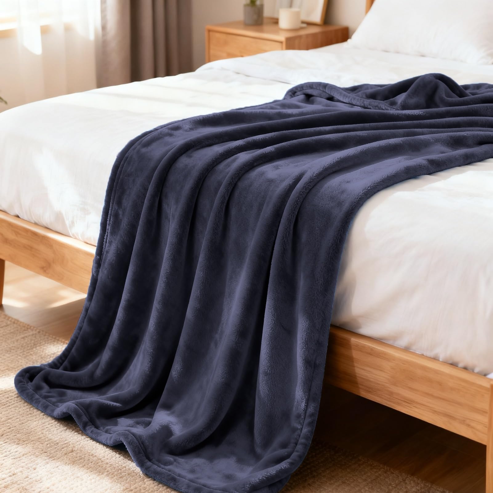Fluffig Gosig Filt 170 x 200 cm Kaschmirkänsla Säng Filt för Soffa Skrynkelfri för Resebäddsoffa, Ciemny szary