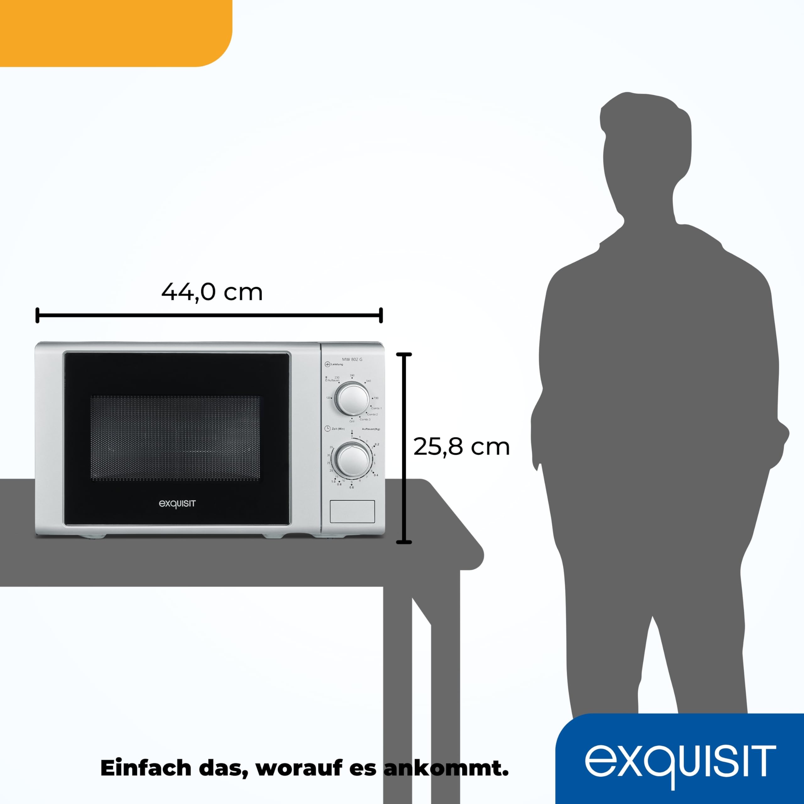 Exquisit Mikrowelle mit Grill 20 L 700 W/1000 W Silber 5 Leistungsstufen Auftaufunktion
