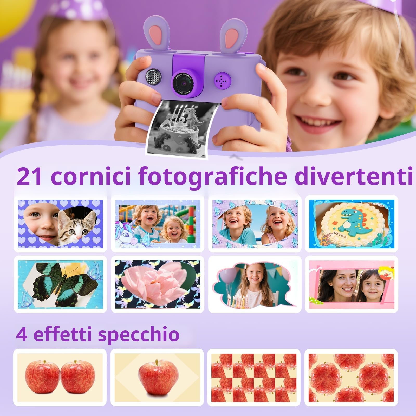 ORGSTA Macchina Fotografica Bambini Istantanea Fotocamera Digitale Stampa Foto dal Cellulare Stampante Fotografica Regali per Bambina Bambino 3-12 Anni