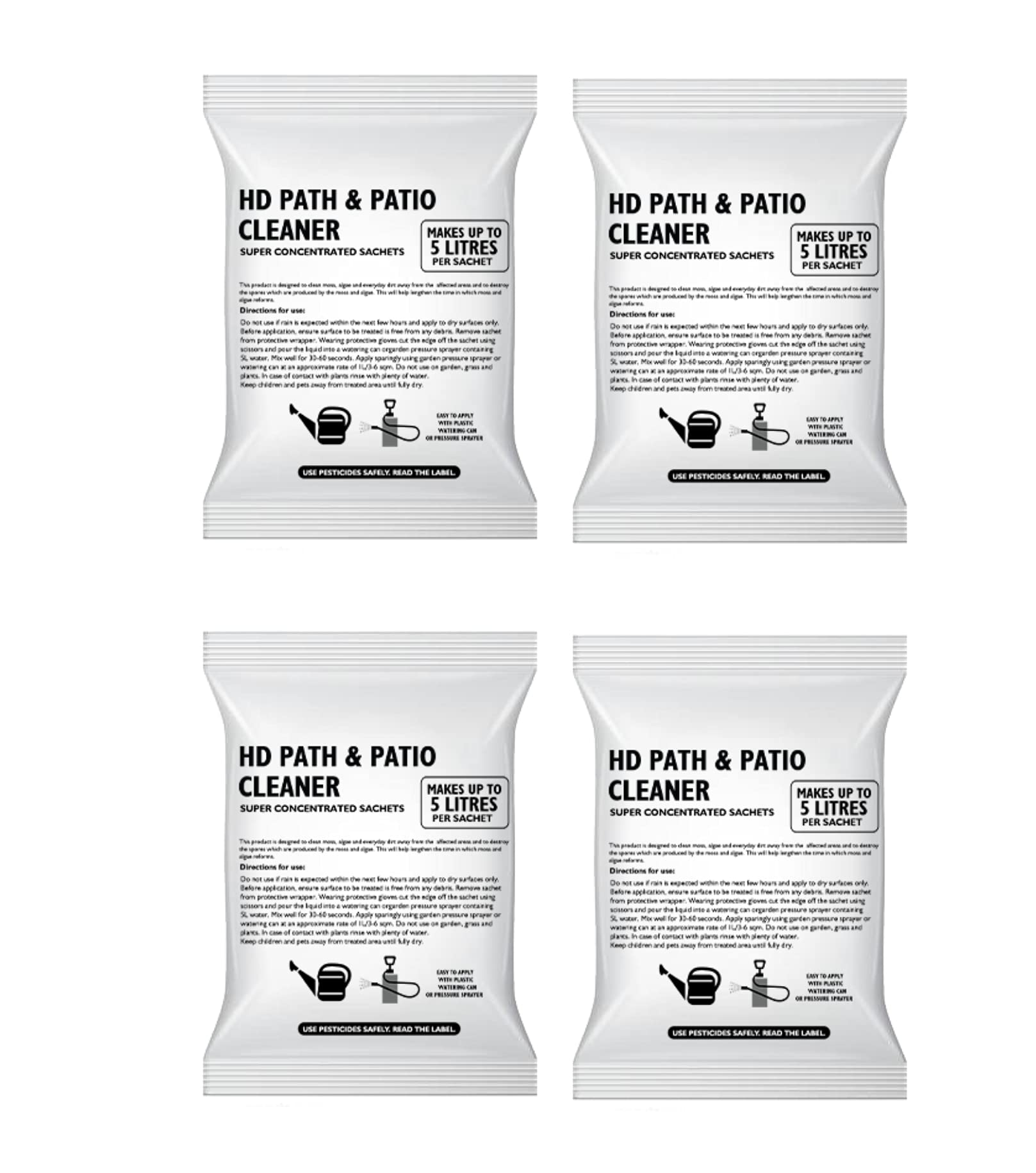 JCB Garden4 x 100ml Path and Patio Cleaner sachets -Super Concentrated Patio Cleaner - Makes up to 5L per sachet