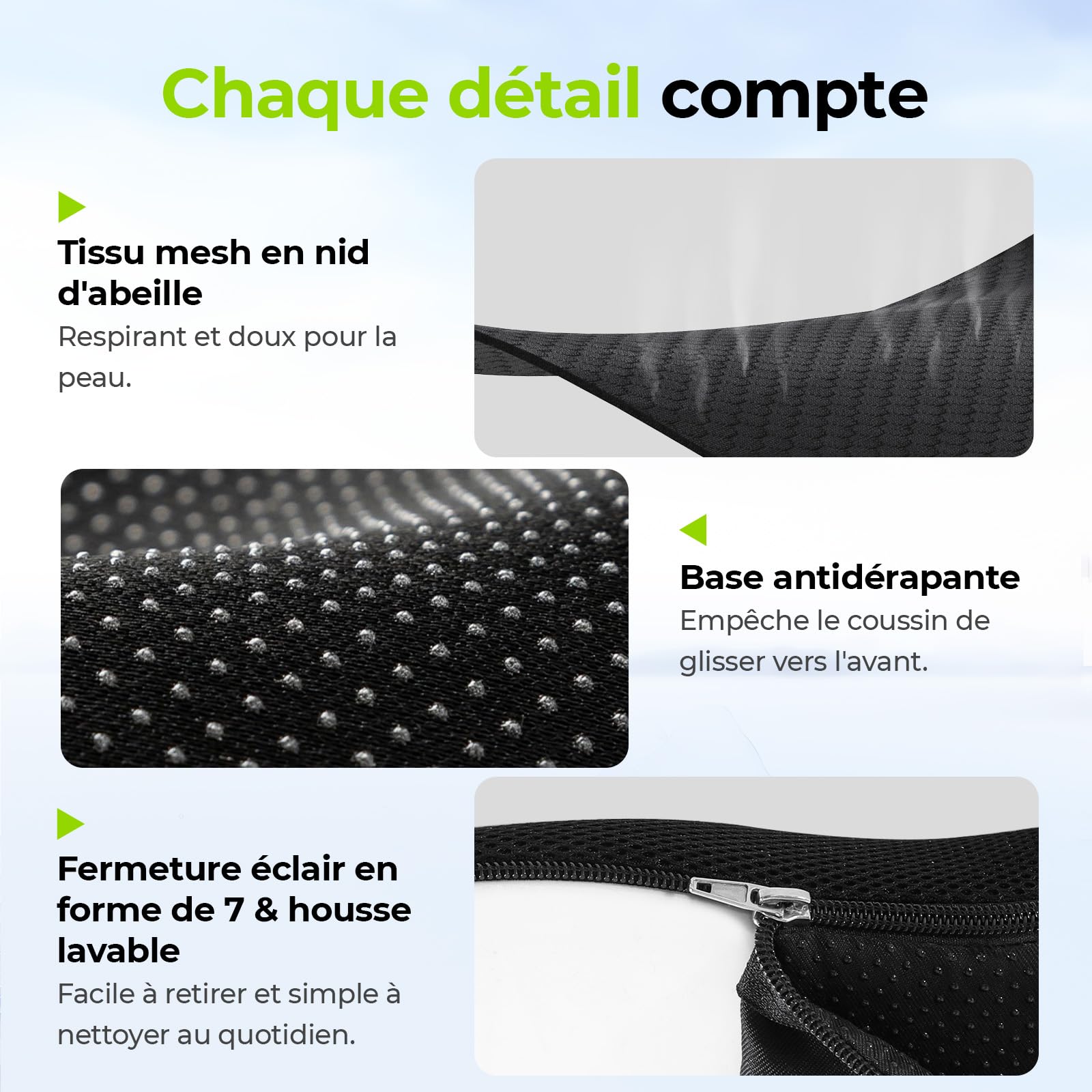 AUVON Coussin Coccyx Ergonomique en Forme Donut, Coussin Hemorrhoid pour Soulager la Douleur des Hémorroïdes et du Coccyx, Mousse à Mémoire de Forme Épaisse avec Soutien Ferme pour Sciatique, Escarres
