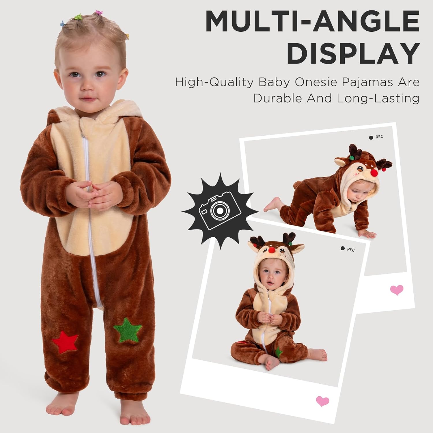 OLAOLA Baby Animal Costume Onesie, Unisex Toddler Romper, Plush Dress Up Infant Outfits Halloween Cosplay Jumpsuit