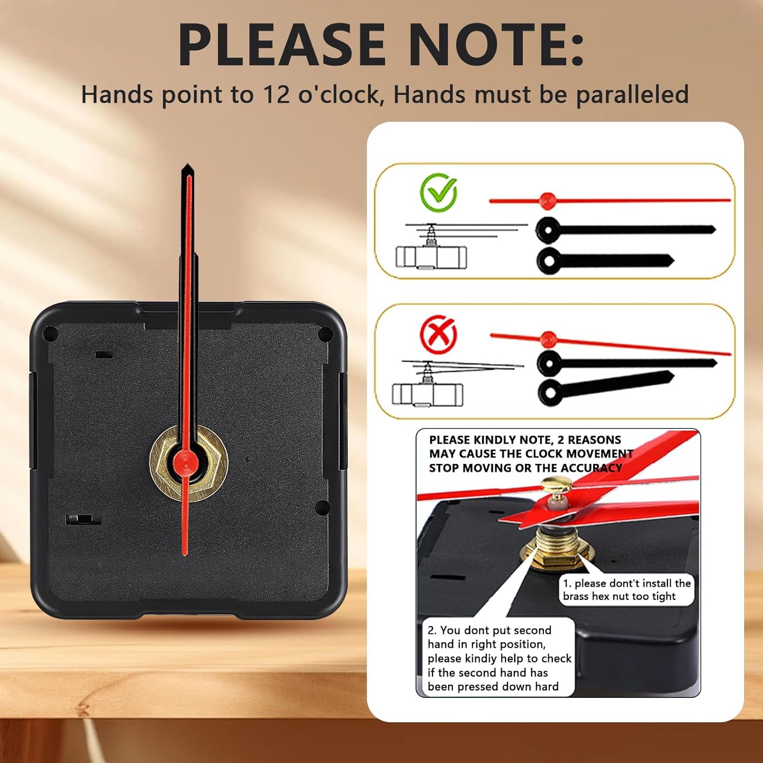 SUPVOX Quartz Clock Movement Replacement DIY Clock Mechanism Repair Part Accessory Silent Battery Operated Motor