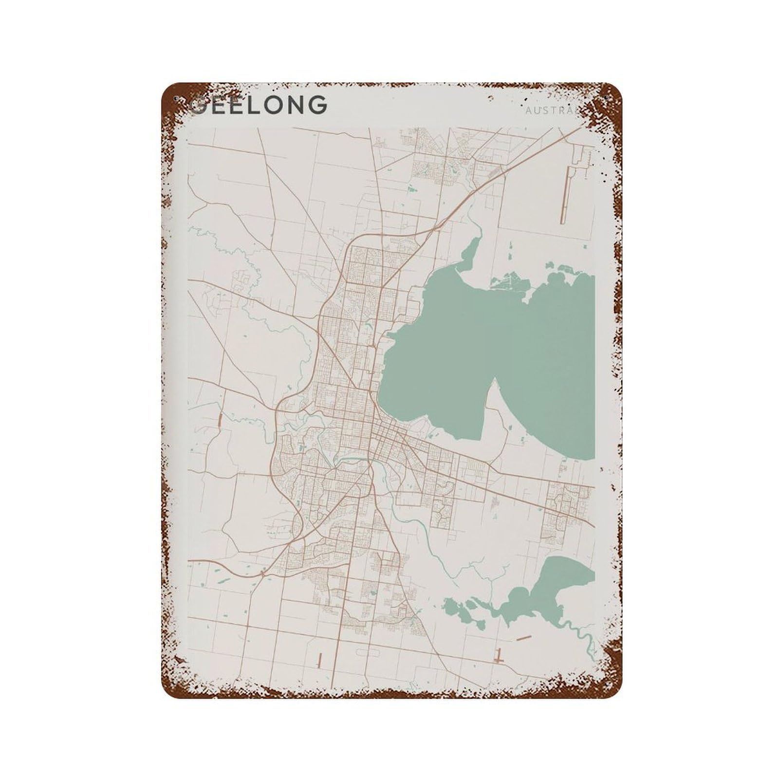 xiaoxiaoshen Geelong Map City Australia (2) Wall Decor Art Metal Tin Poster Modern Home Decor Art Home Bar Shop Decorations Vintage Sign 40x30cm