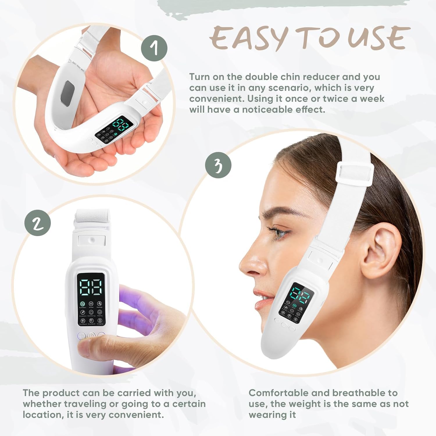 V-Face Shaping Massager électrique gaine visage 8 Mode EMS Lifting Visage, Double Menton/Muscle Masséter,EMS V Face Lifting Appareil Intérieur visage anti-age est