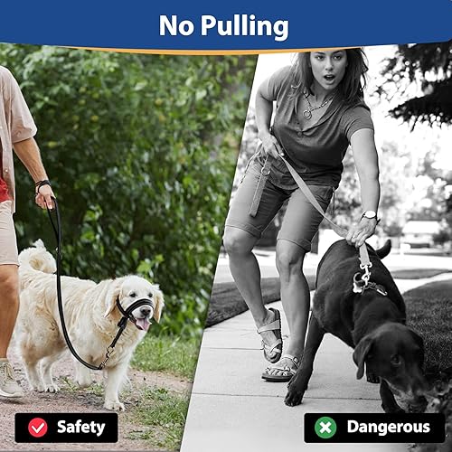 Vista 7 de BARKLESS Collar de cabeza de perro, cuello halter reflectante para perros pequeños, medianos y grandes con acolchado suave, arnés de boca sin Negro