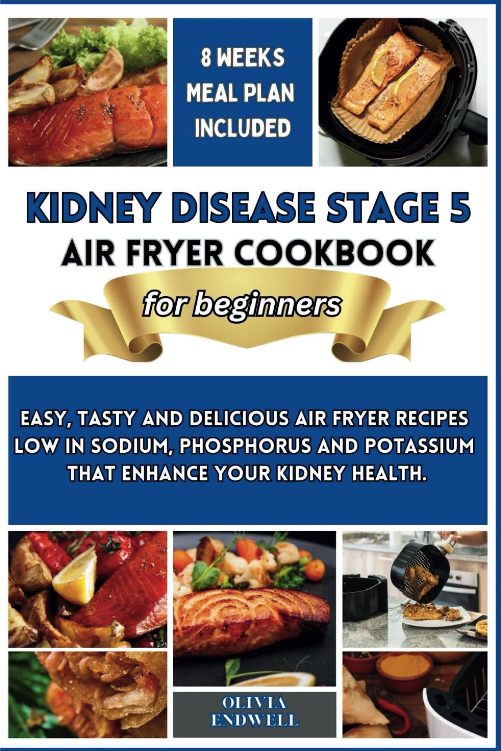 KIDNEY DISEASE STAGE 5 AIR FRYER COOKBOOK FOR BEGINNERS: Easy, tasty and delicious air fryer recipes low in sodium, phosphorus and potassium that enhance your kidney health.