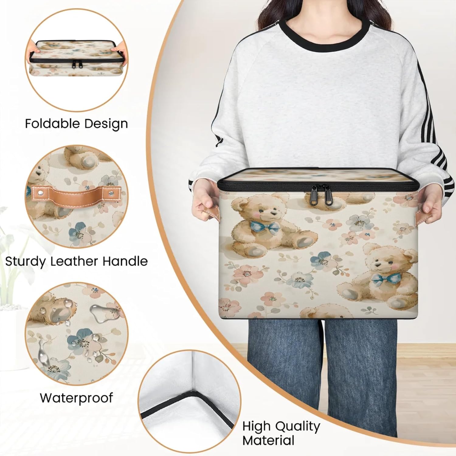 2-Pack Storage bins with lids - 26 quart organizer bins - Collapsible fabric storage bins with sturdy handles and double zipper tops - Versatile for home, toys, dorm rooms