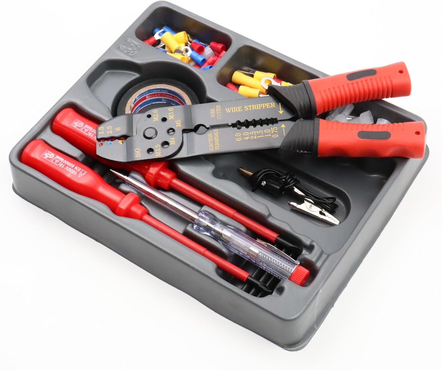 Hilka Tools 28606081 81 pce Crimping Tool Set, Red/Black, Set of 81 Pieces