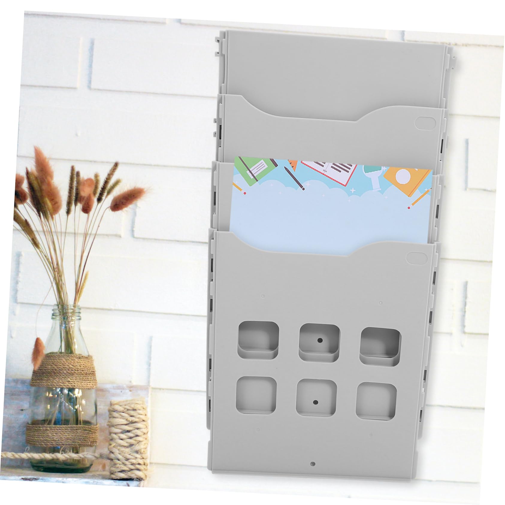 DOITOOL Porte-fichiers Mural Multi-grilles, Organisateur de Documents en Plastique, Grosse Capacité, Structure Robuste, pour Bureau et École