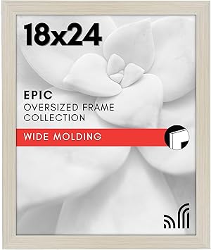 Americanflat 18x24 Poster Frame with Polished Plexiglass - Wide Picture Frames Made of Engineered Wood for Vertical or Horizontal Wall Display - Epic Collection - Light Wood