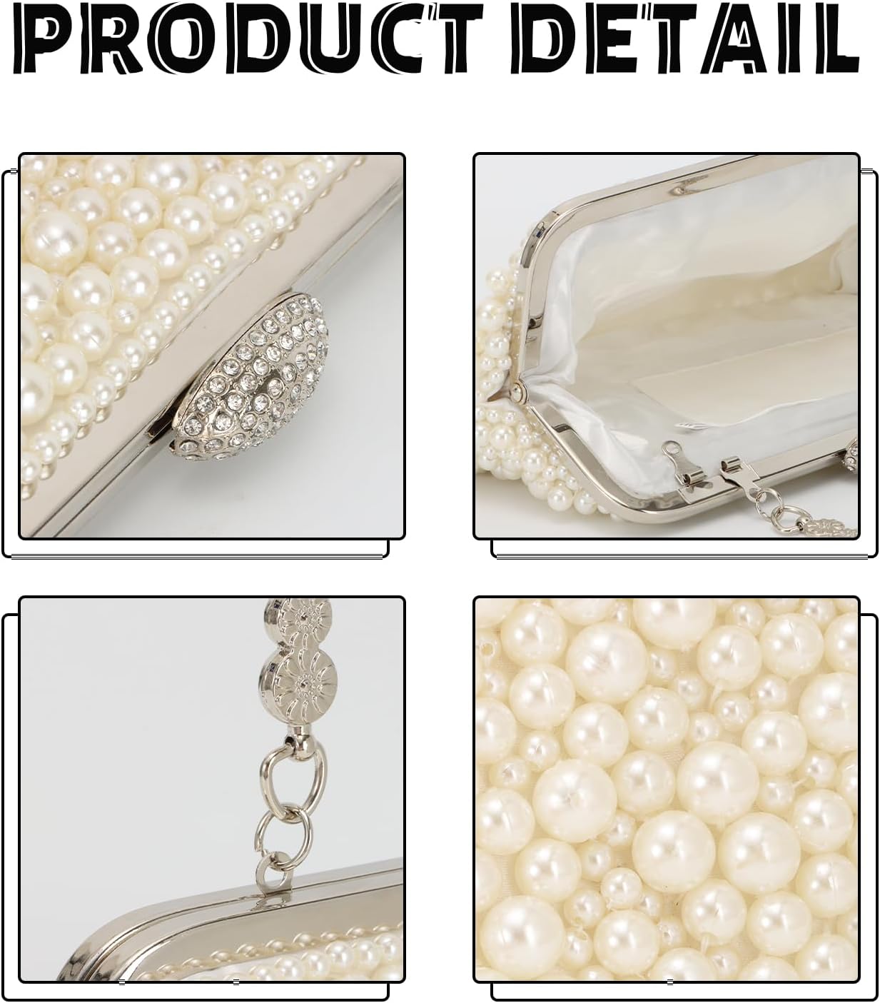 Vrouwen Parel Clutch Elegante Crystal Avond Handtas Bruid Portemonnee