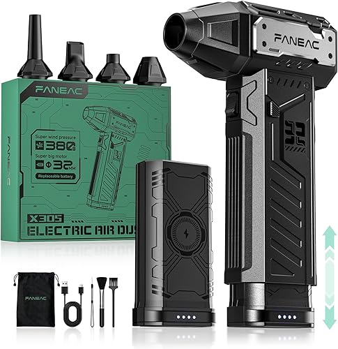 Miniatura 9 de Plumero de aire X305 con batería doble, 150,000 rpm, velocidad ajustable de 3 velocidades, motor sin escobillas ultra potente, plumero de aire