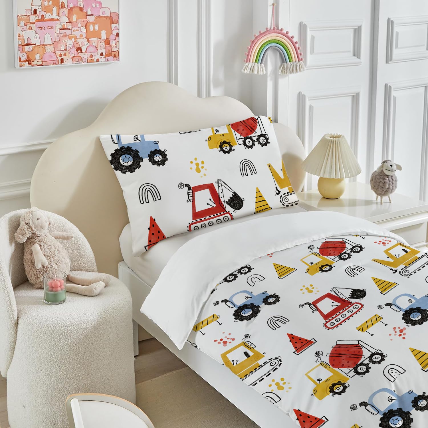 Caregchrisj Toddler Duvet Cover Sets 120 x 150cm Cartoon Print Cot Duvet Cover Set - Image 2