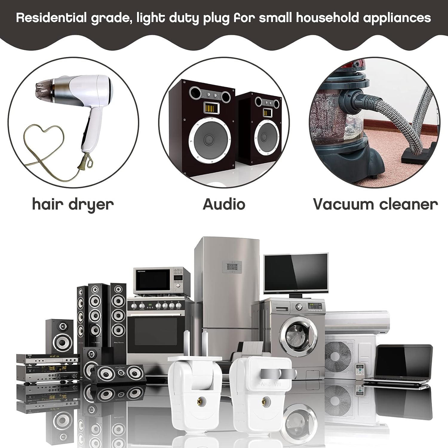 6 Pieces Replacement Electrical Plug Lamp Plug 10 Amp 110-250 V 2 Wire Straight Blade Replacement Can Be Rotated 180 Degrees, Electric Plug (6) : Everything Else