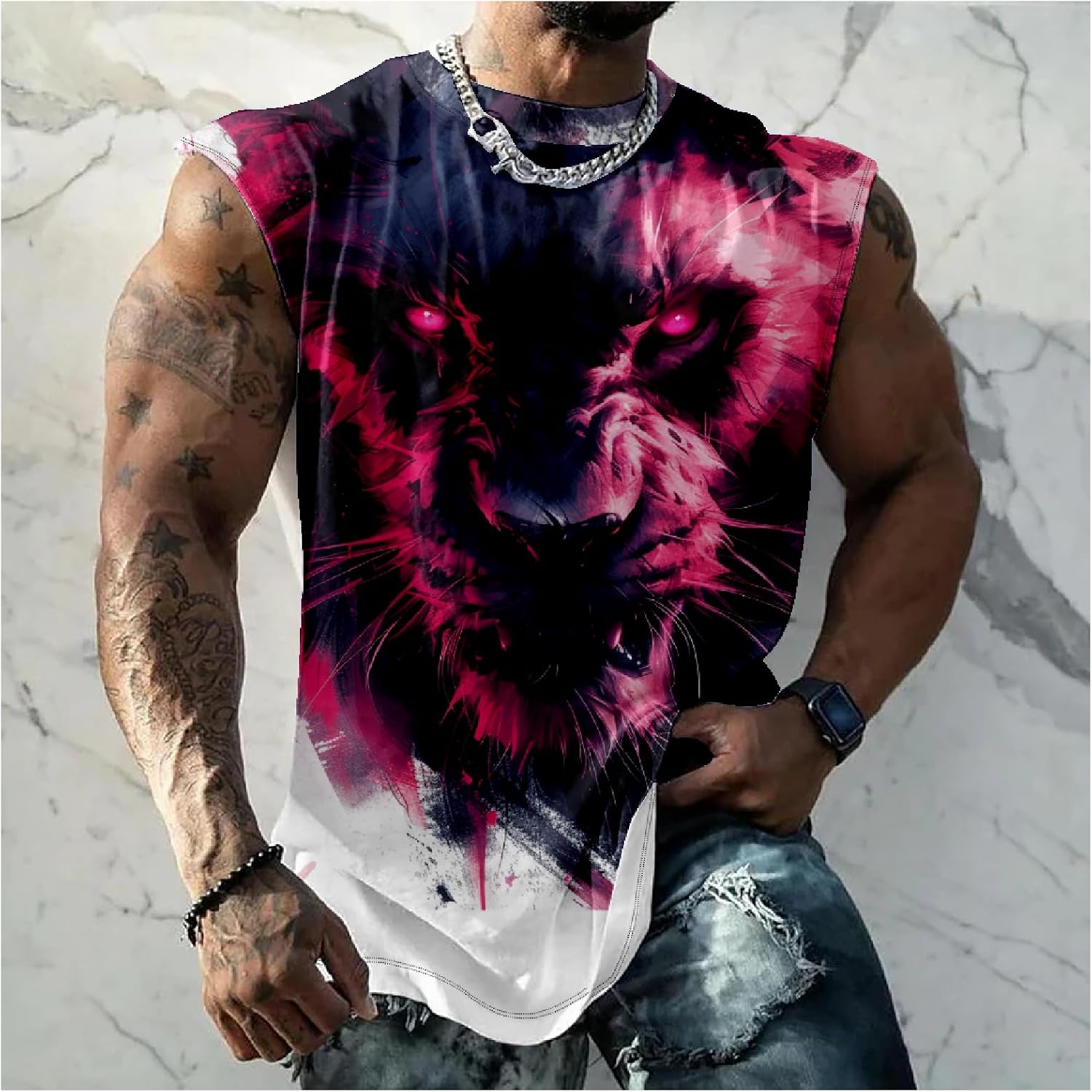 Mens Muscle Tank Top Workout Tee Sleeveless Shirt Summer Loose Quick Dry Casual Cool Crew Neck Gym Tank Tops for Men