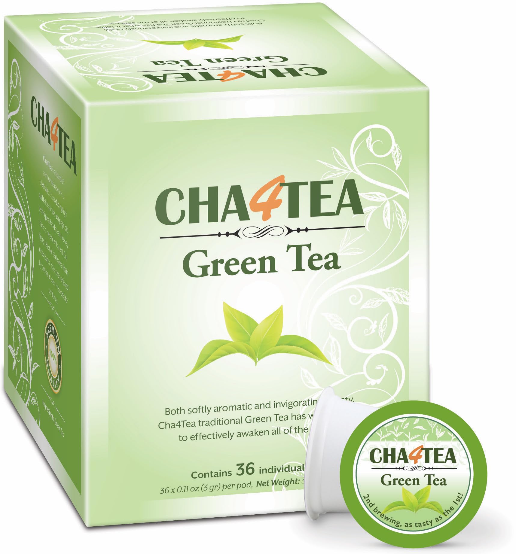 Cha4TEA 36-Count Green Tea Pods for Keurig K-Cup Brewers