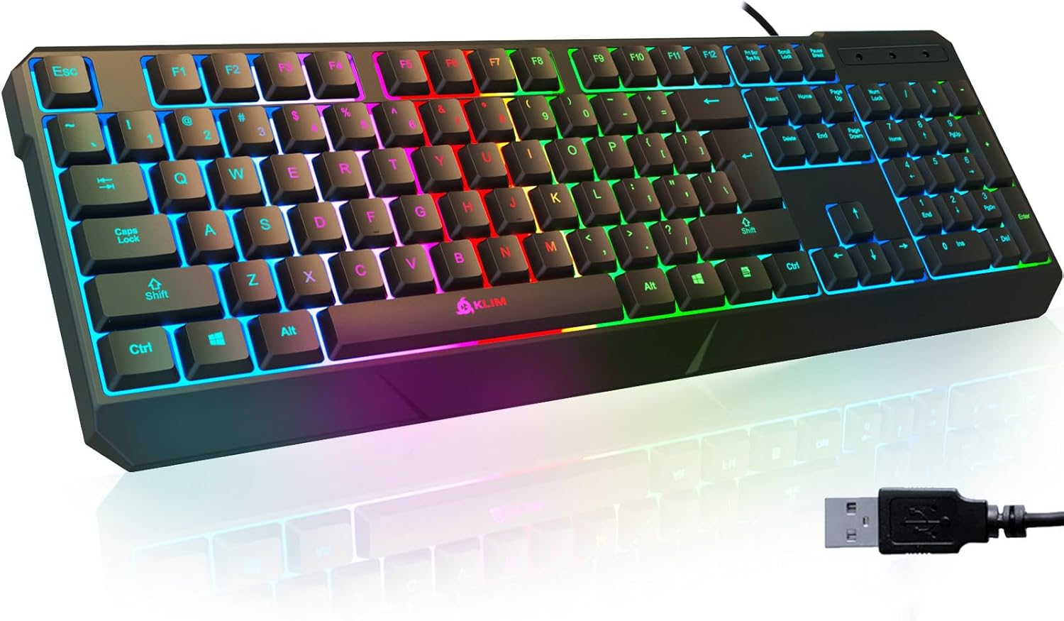 KLIM Chroma Gaming Keyboard with RGB backlighting and USB connector