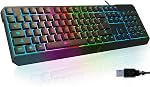 KLIM Chroma Clavier de jeu filé USB - neuf - Durable Ergonomic Waterproof Silent Backlit - Idéal pour les jeux et le bureau - Teclado Gamer - 2 ms Temps de réponse - PC Ordinateur portable Mac PS4 PS5 - noir