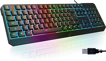 KLIM Chroma USB RGB Gaming Keyboard, Wired PC Computer Keyboard, Membrane, Waterproof Durable, 2 ms Response, PS4/PS5 & Mac Compatible