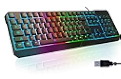 KLIM Chroma – USB RGB Gaming Keyboard, Wired PC Computer Keyboard, Membrane, Waterproof Durable, 2 ms Response, PS4/PS5 & Mac Compatible
