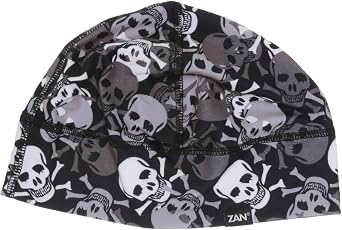 Zan Helmet Liner/Beanie SportFlex Series All Over Skull Black