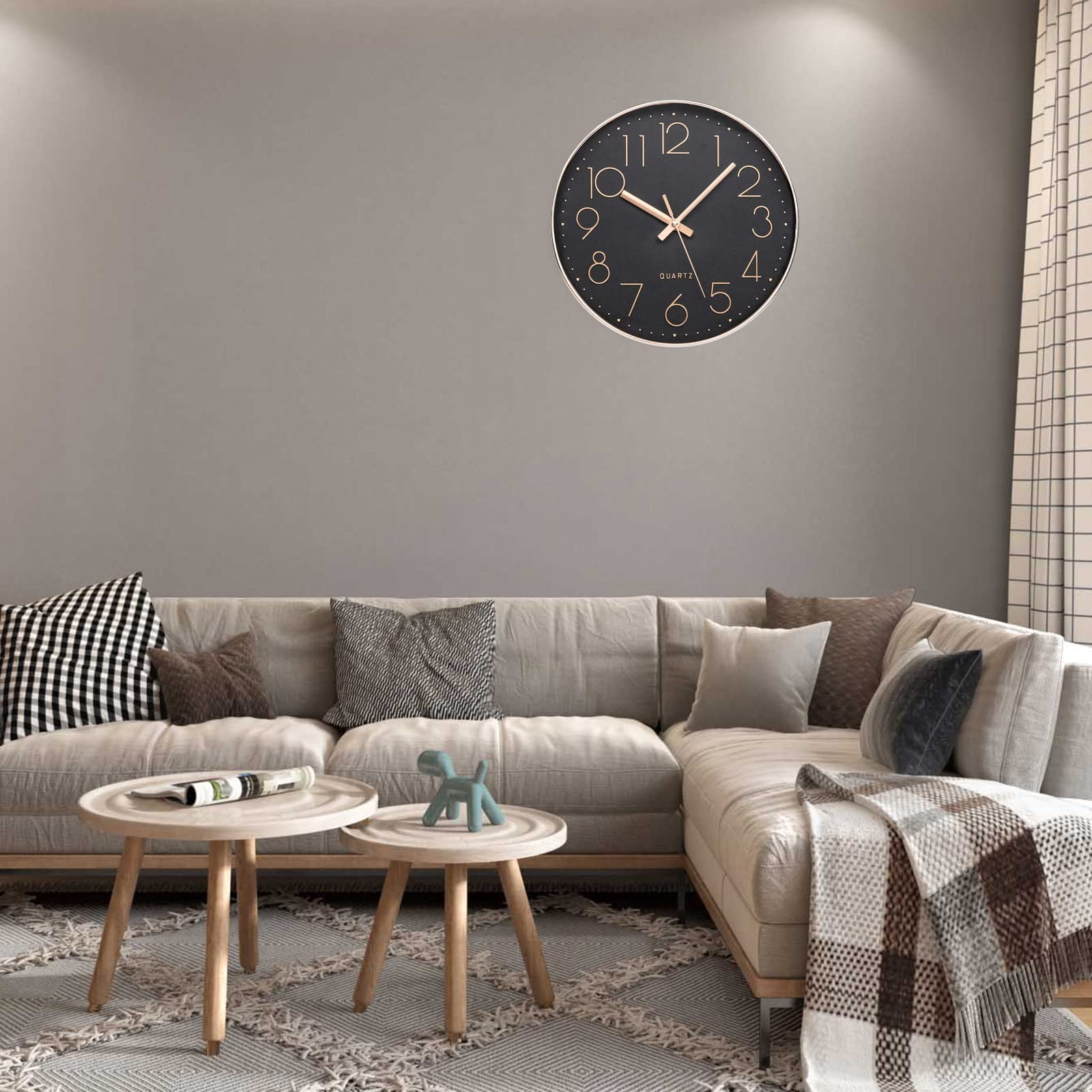 Produktbild von ACCSHINE Wanduhr Holz Eiche Ohne TickgeräUsche Lautlos 30c Quarz Groß Einfach Zu