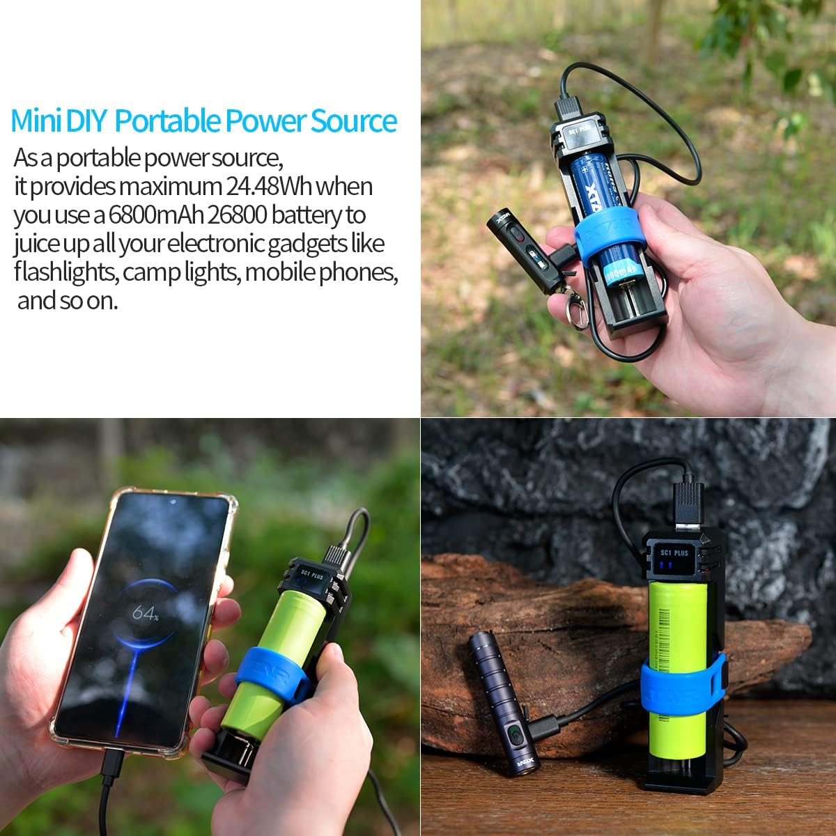 XTAR SC1 Plus used as a power bank to charge a smartphone