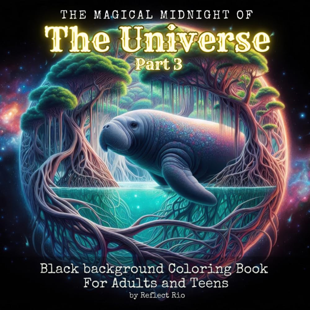 Magical Midnight of the Universe – Part 3: Alien Worlds, Cosmic Animals and Mythical Planets in a Dark Fantasy Grayscale Coloring Book for Adults with ... - Black Background Coloring Book for Adults)