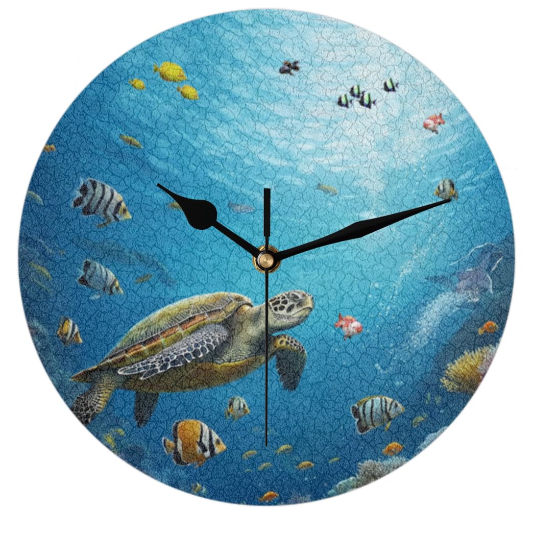 Horloge murale silencieuse tortue pour dormir sans bruit dans la chambre