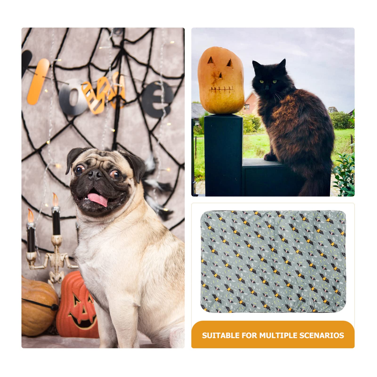 Tapis Chauffant pour Chat Autochauffant Halloween, Lit Confortable
