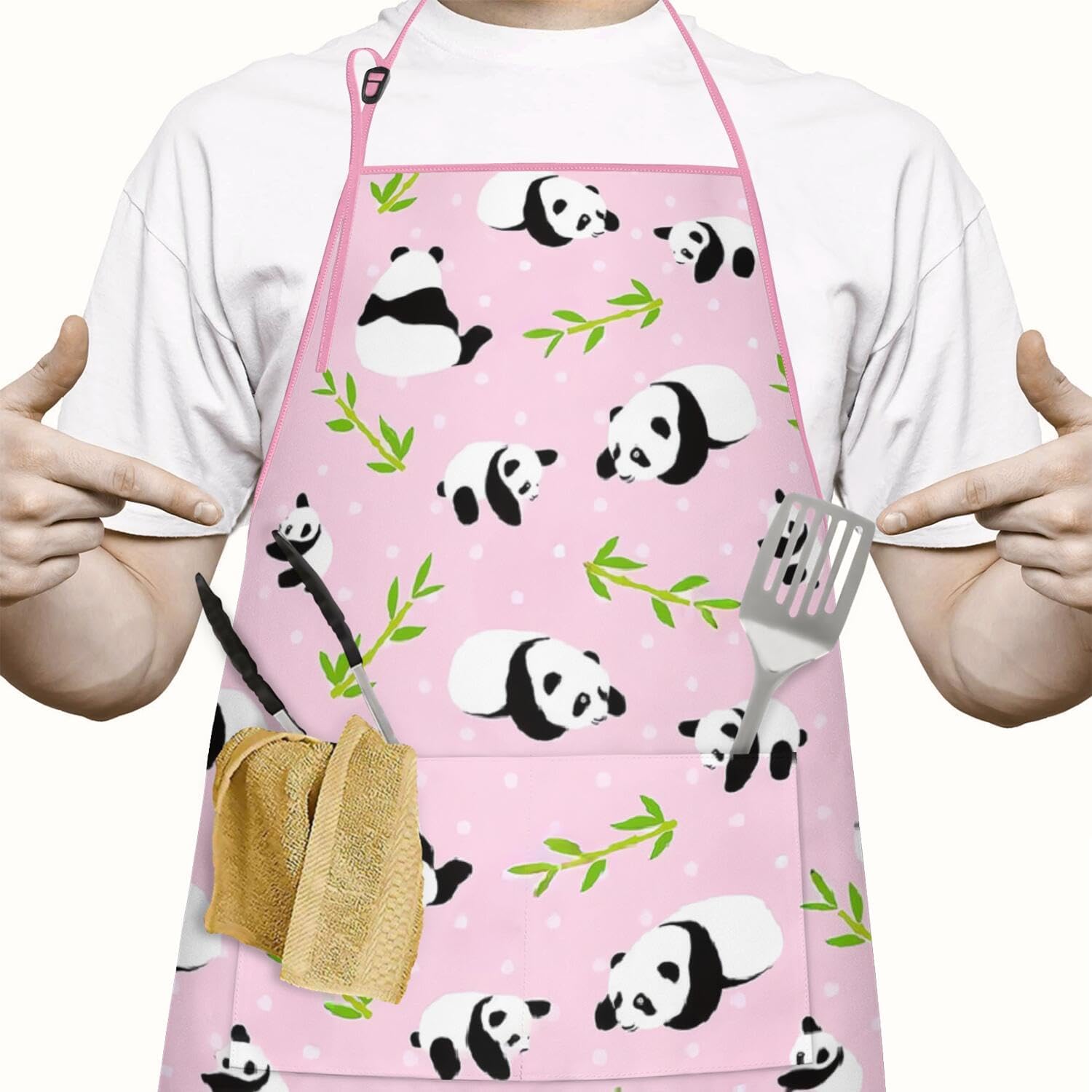Apron with 2 Pockets,Kitchen Chef Artist Aprons for Cooking Gardening Baking Painting, Waterproof Apron 33" x 27" image 2