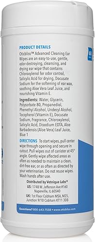 Vista 4 de Vetnique Labs Oticbliss - Gotas para los oídos de fuerza veterinaria con MicroSilver BG y Oticbliss Advanced Cleaning Wipes XL (60 unidades)