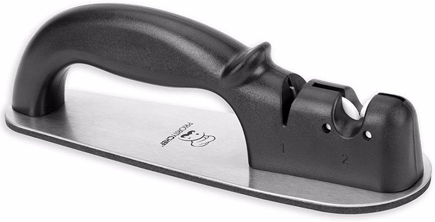 PriorityChef Precision Knife Sharpener, Designed To Create Sharp, Hollow-Finish Knife Edge, Patented Manual Tool with Non-Slip Steel Bottom – Safe and Easy to Use