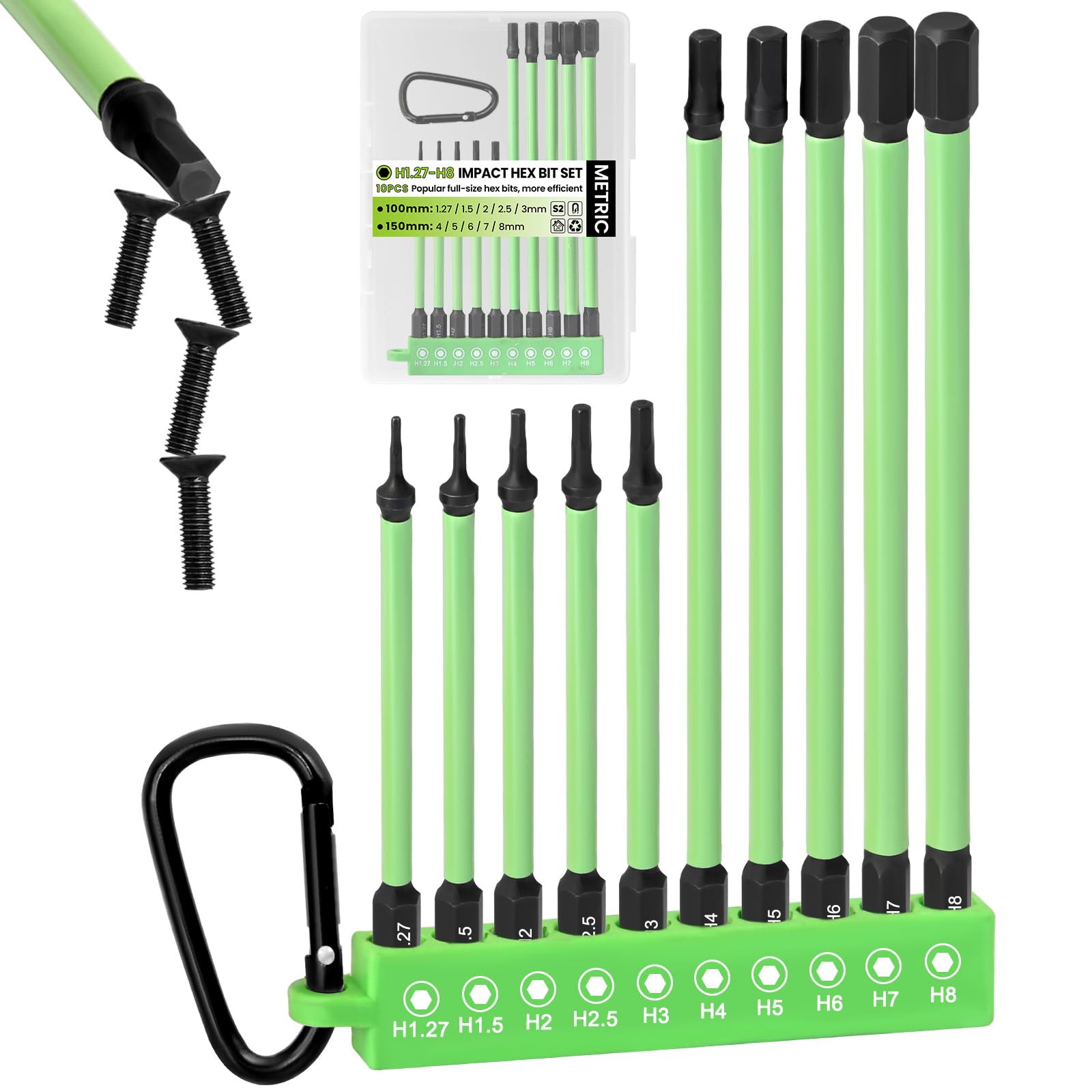 Juego de brocas hexagonales métricas de 150 mm para reparaciones de motos y muebles
