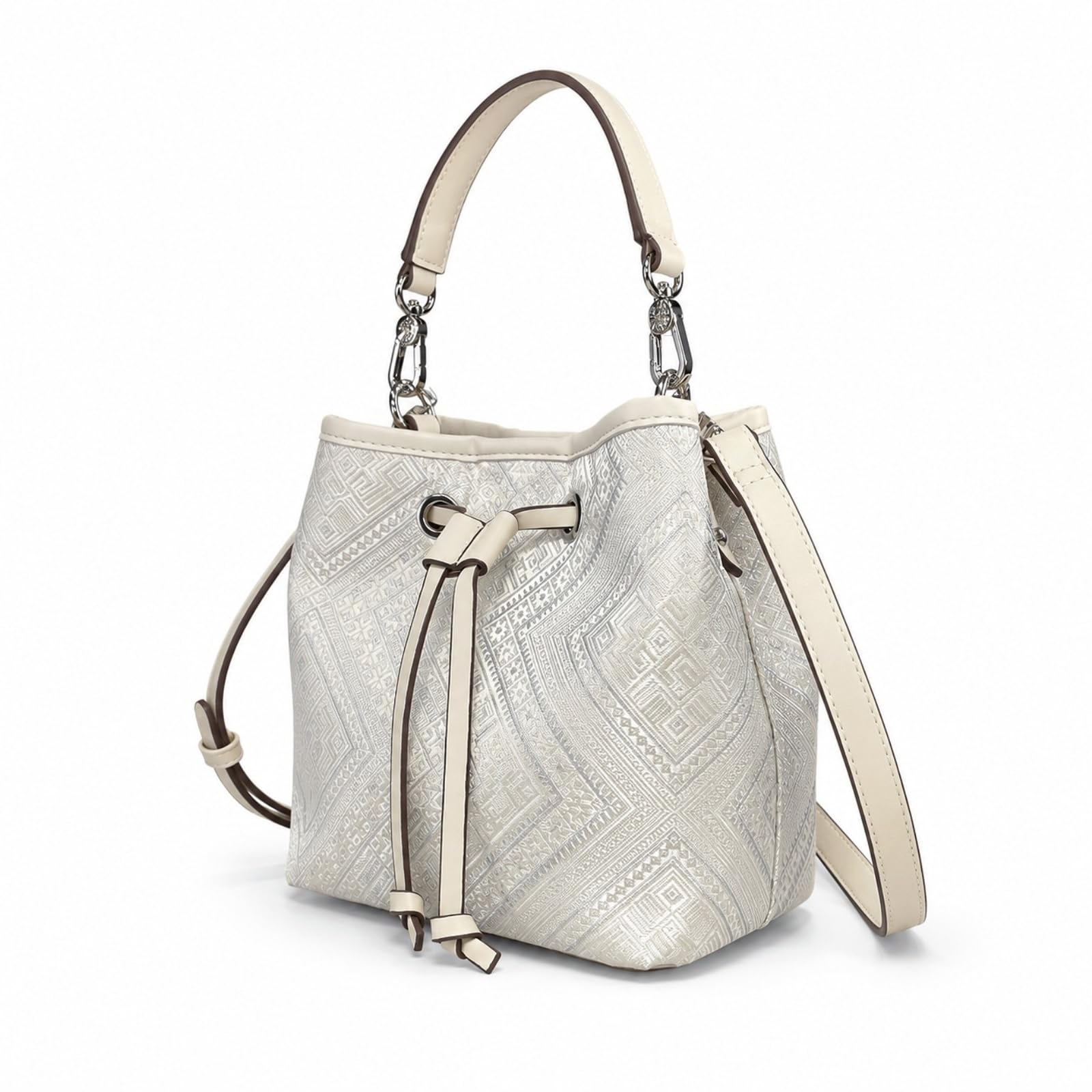 HJDMO Zhuang - Bolso bandolera para mujer, bolso cruzado mediano con cierre de cordón y bolsillo con cremallera, color beige
