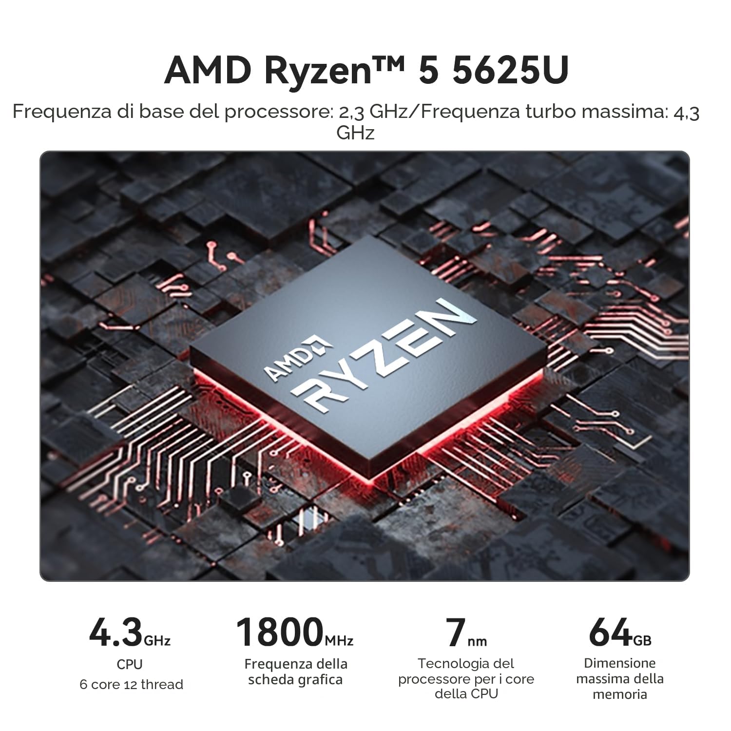 Beelink SER5 Pro Mini PC, Mini Computer con AMD Ryzen 5 5625U (6C/12T up to 4.3Ghz), 16G DDR4 SO-DIMM + 480G NVMe M.2 2280 SSD, 2500Mbps LAN, WiFi 6, BT 5.4, DP, HDMI, Type-C