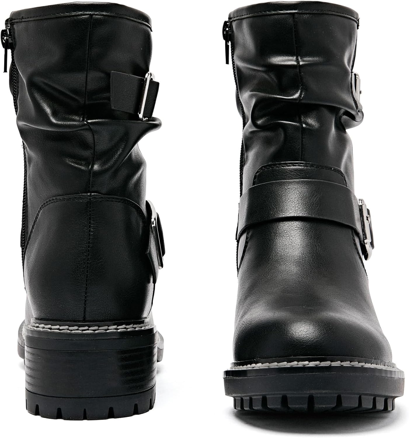 Ankle Boots for Women Combat Boots Low Heel Short Booties Round Toe Side Zipper Womens Boots. - Image 6