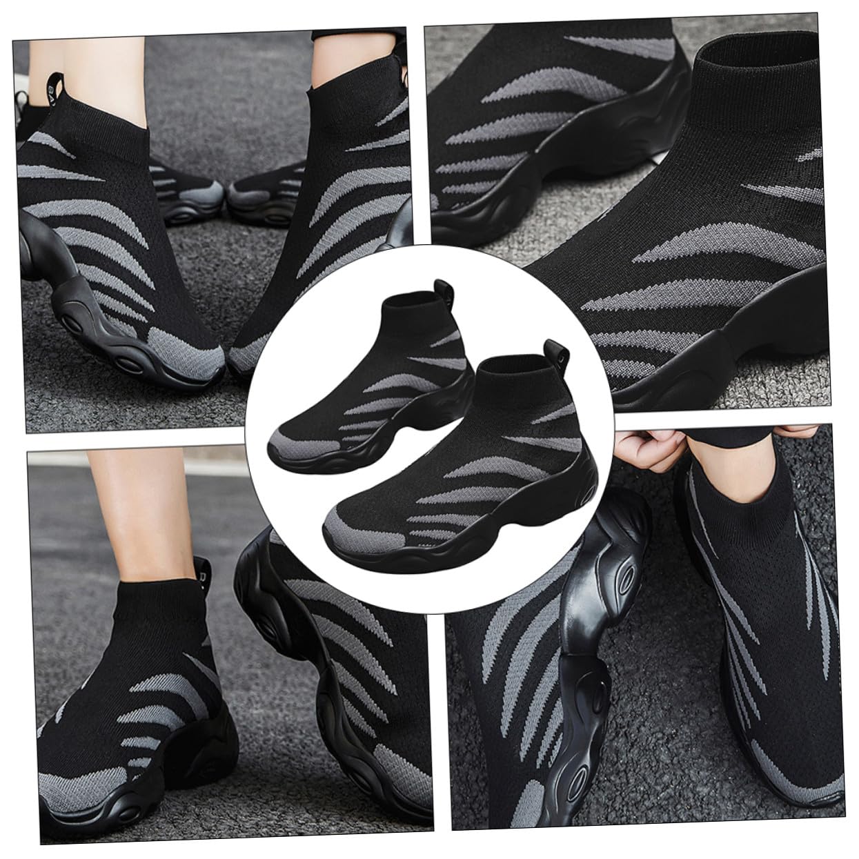 Sneakers Alte da Uomo Nere, Scarpe Sportive in Maglia | 1 Paio, Suola Eva Antiscivolo, Stile Semplice e Confortevole per Outdoor e Sport