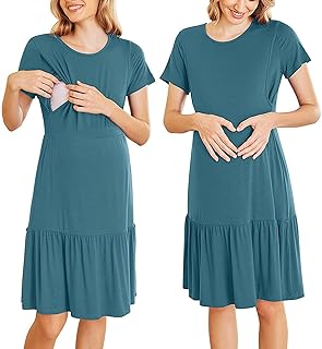 レディース授乳ドレス授乳カジュアルマタニティドレス半袖フリル裾スイング妊娠ドレス マタニティドレスカジュアル