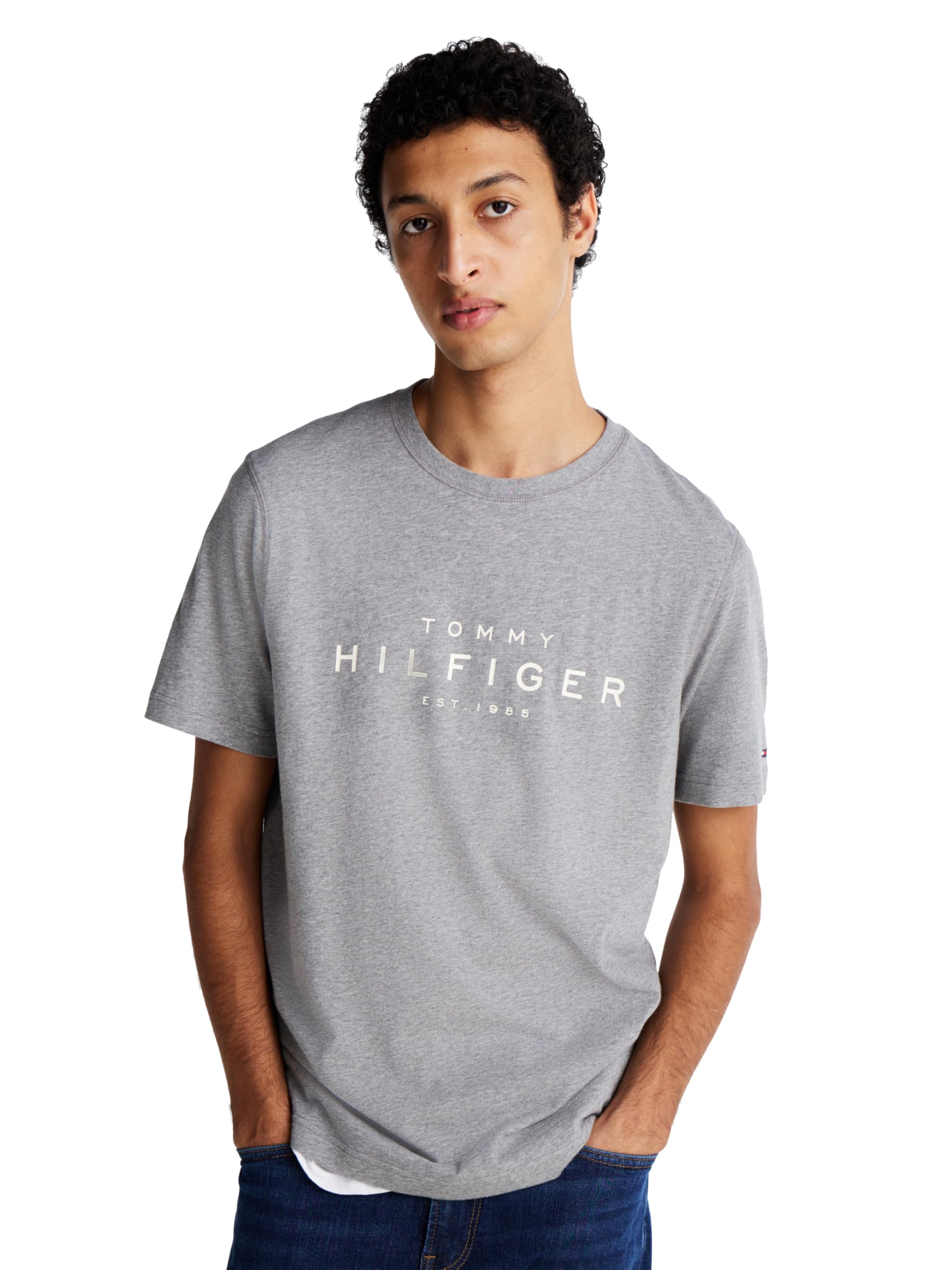Tommy Hilfiger Camiseta gráfica de algodón de Manga Corta para Hombre con Logotipo Impreso, también Disponible en Tallas Grandes y Altas