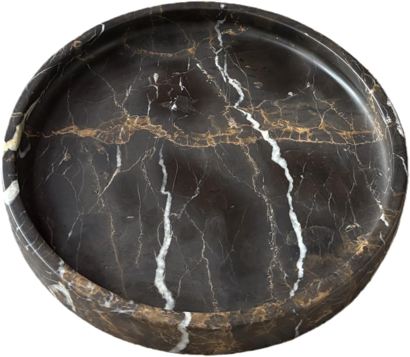 Natural Real Marble Vanity Bathroom Tray/Neat Organizer for Cups, Shampoo Perfume Jewelry (Green, 9.84Dx1.18H)