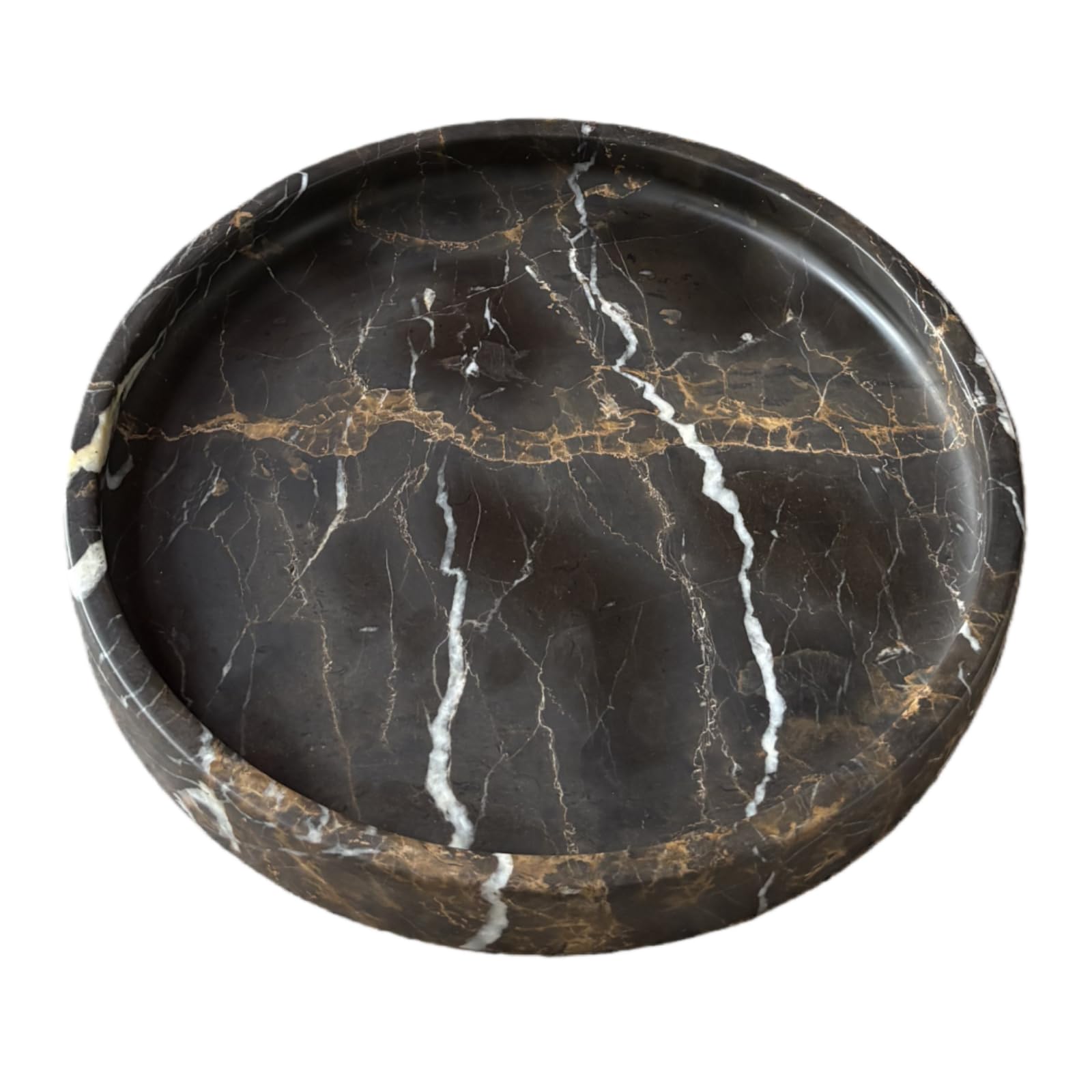 Plateau de courtoisie rond en marbre noir table basse et salon chic