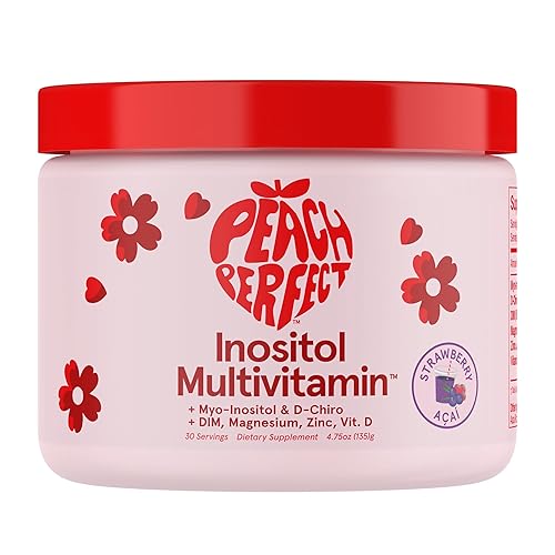 Peach Perfect Inositol Powder Multivitamin, Strawberry Acai Flavor – 3 – Supports Women’s Health, 30 SVG