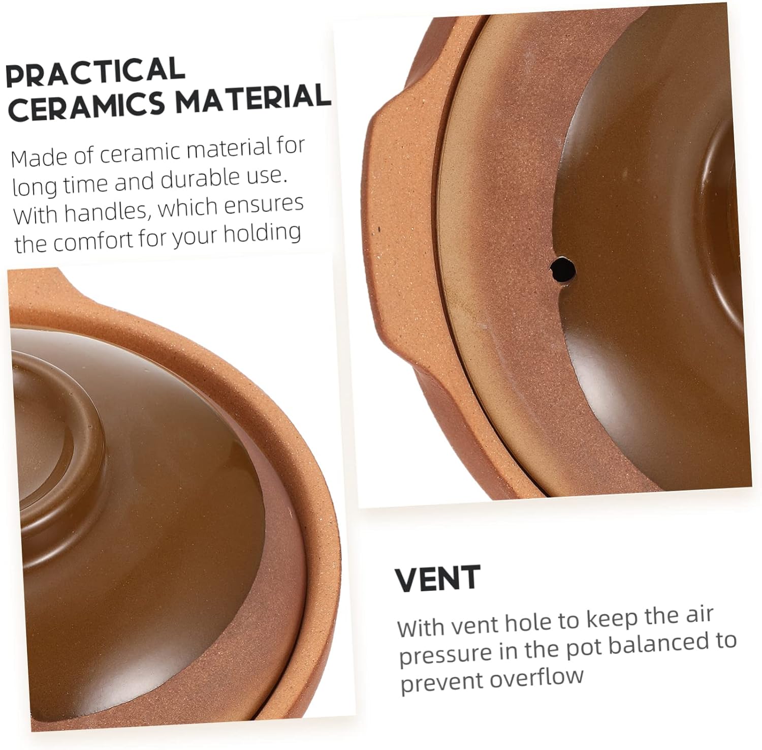 Garneck Casserole Lid Pot Lid for Casserole Pan Ceramic Cookware Vent for Pressure Balanced Stew Pot Kitchen Cookware