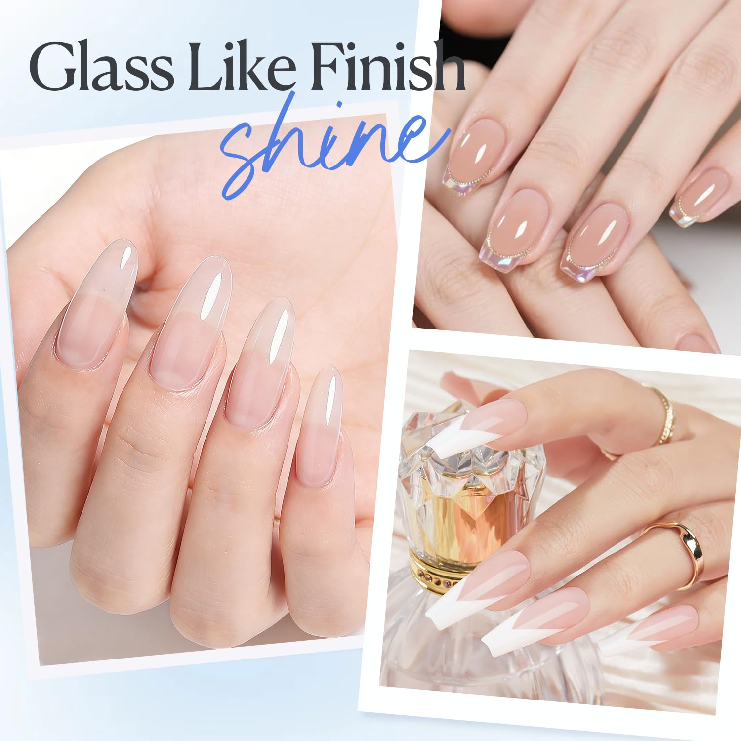 AzureBeauty Clear Builder Gel for Nails 18ml 7-in-1 UV LED Strengthener | Self-leveling texture, beginner friendly; multi-use for apex, extension, overlay, rhinestones; Base & top coat required