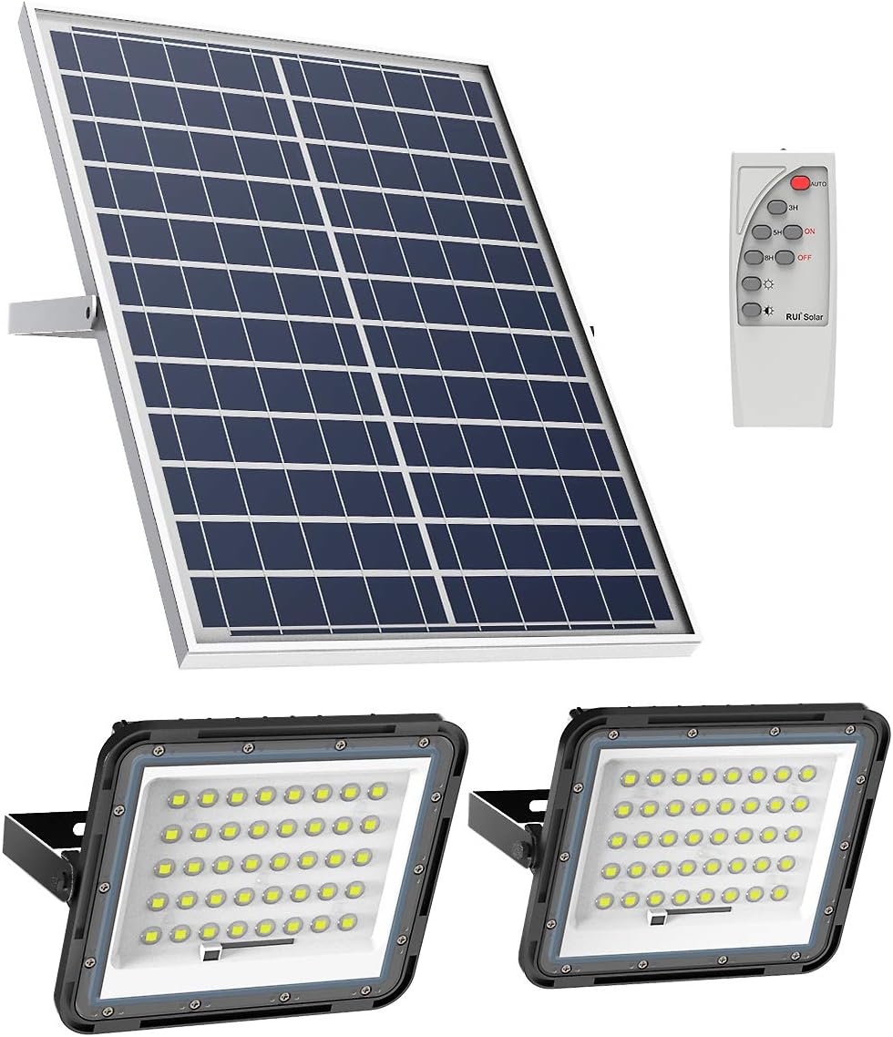 Engrepo Solar Flood Light Outdoor Auto On Off Dusk To Dawn With Remote Control 1500lm Dual 80leds 6000k Bright White Floodlights Ip65 Waterproof Solar Power Light For Yard Garden Shed Barn