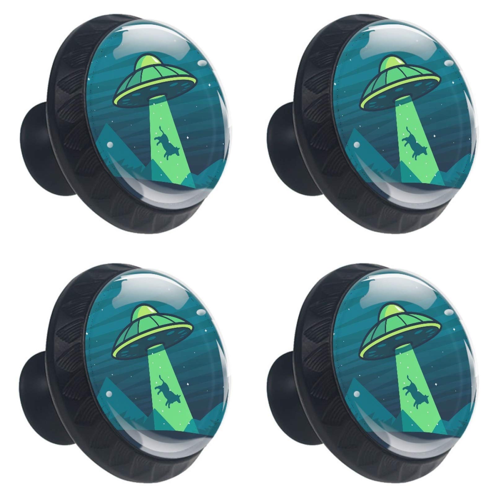 Boutons ronds en verre bleu foncé 30 mm pour meuble et cuisine (Lot de 4)