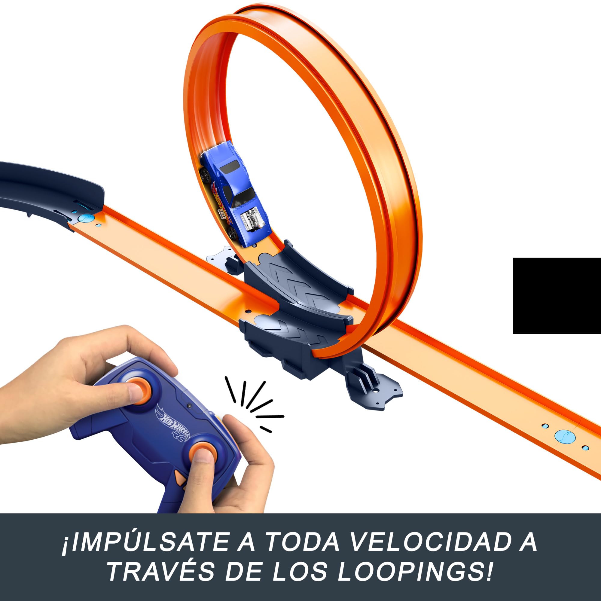 Hot Wheels RC Speed Challenge Track Set y Coche teledirigido | Set a escala 1:64 con más de 30 piezas de pista para crear múltiples configuraciones, HXX45